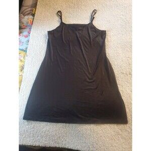 Vanity Fair Size XL Black Satiny Adjustable Spaghetti Strap Slip Nightgown